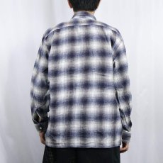画像3: オンブレーチェック柄 ボタンダウン ライトネルシャツ L (3)