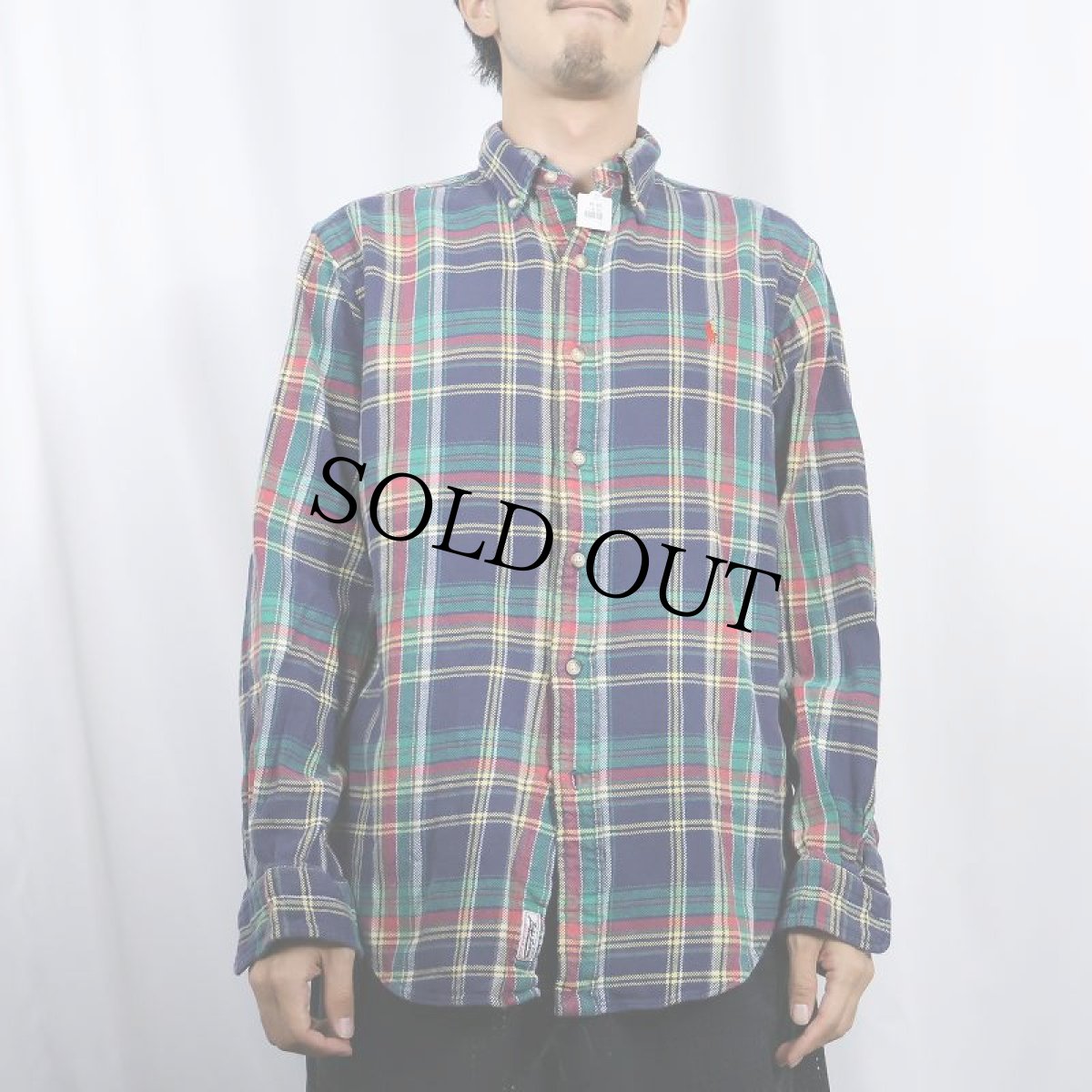 画像2: Ralph Lauren "CLASSIC FIT" チェック柄 コットンボタンダウンシャツ M (2)