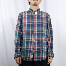 画像2: Ralph Lauren "CLASSIC FIT" チェック柄 コットンボタンダウンシャツ M (2)