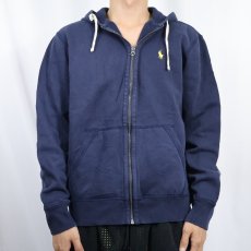画像2: POLO Ralph Lauren ロゴ刺繍 スウェットジップパーカー NAVY M (2)