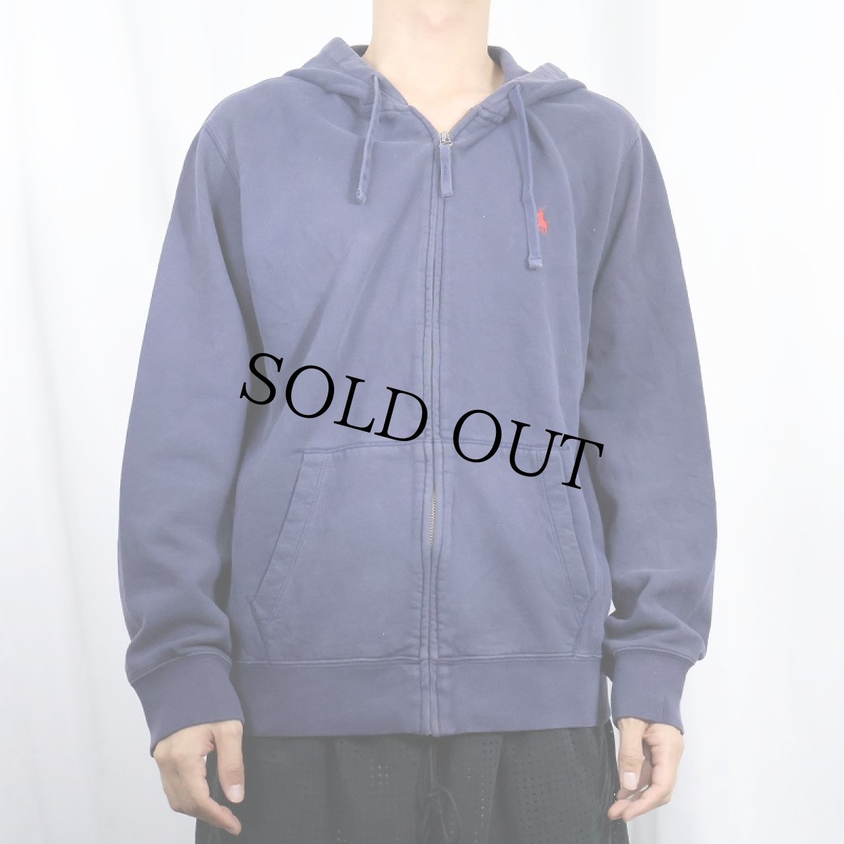 画像2: POLO Ralph Lauren ロゴ刺繍 スウェットジップパーカー NAVY M (2)