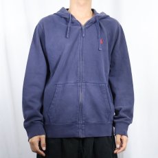 画像2: POLO Ralph Lauren ロゴ刺繍 スウェットジップパーカー NAVY M (2)