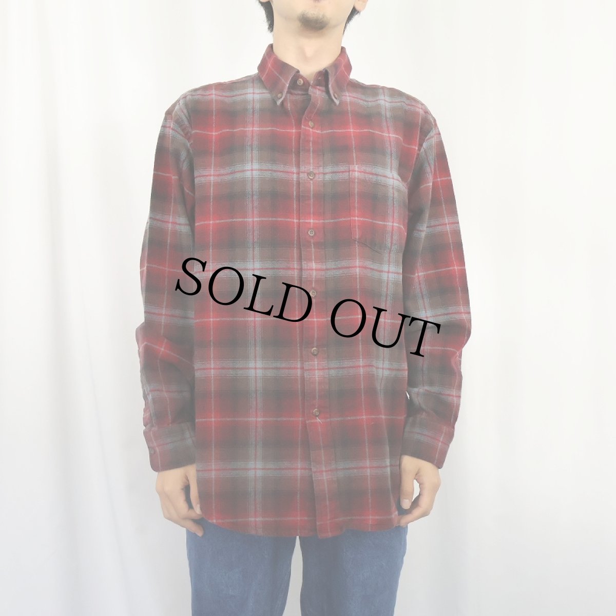 画像2: PENDLETON "MASON" オンブレーチェック柄 コットンボタンダウンシャツ L (2)