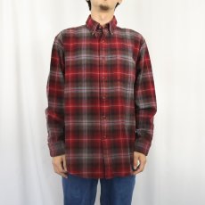 画像2: PENDLETON "MASON" オンブレーチェック柄 コットンボタンダウンシャツ L (2)