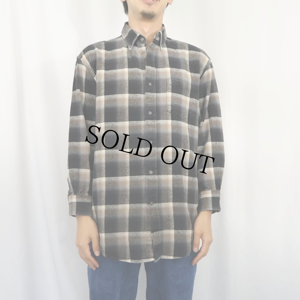 画像2: PENDLETON "MASON" オンブレーチェック柄 コットンボタンダウンシャツ M (2)