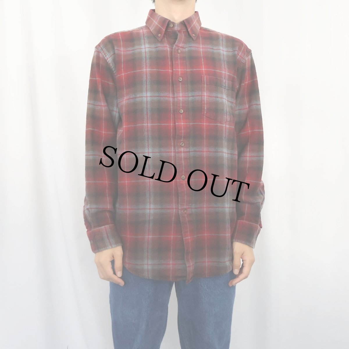 画像2: PENDLETON "MASON" オンブレーチェック柄 コットンボタンダウンシャツ M (2)