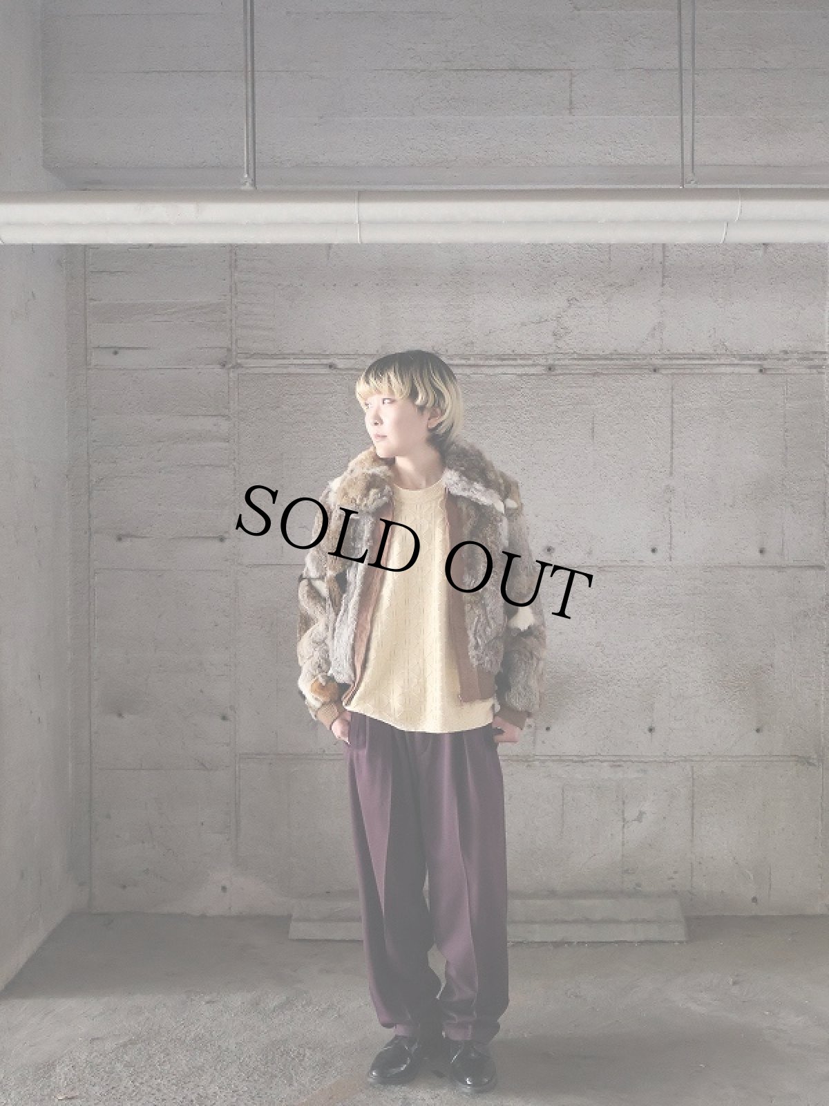 画像4: 70〜80's GNIUNE CHINA RABBIT FUR ラビットファージップジャケット L (4)