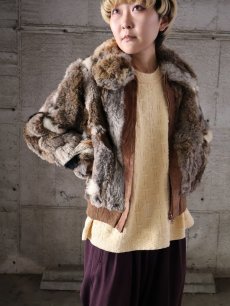 画像1: 70〜80's GNIUNE CHINA RABBIT FUR ラビットファージップジャケット L (1)