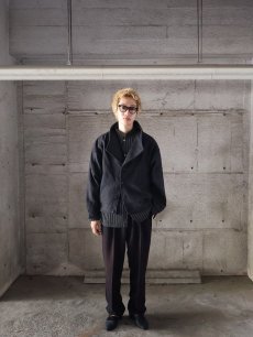 画像4: オフネック デザインウールジャケット DARK GRAY (4)
