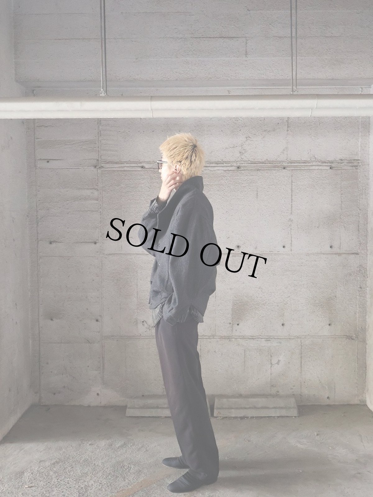 画像5: オフネック デザインウールジャケット DARK GRAY (5)