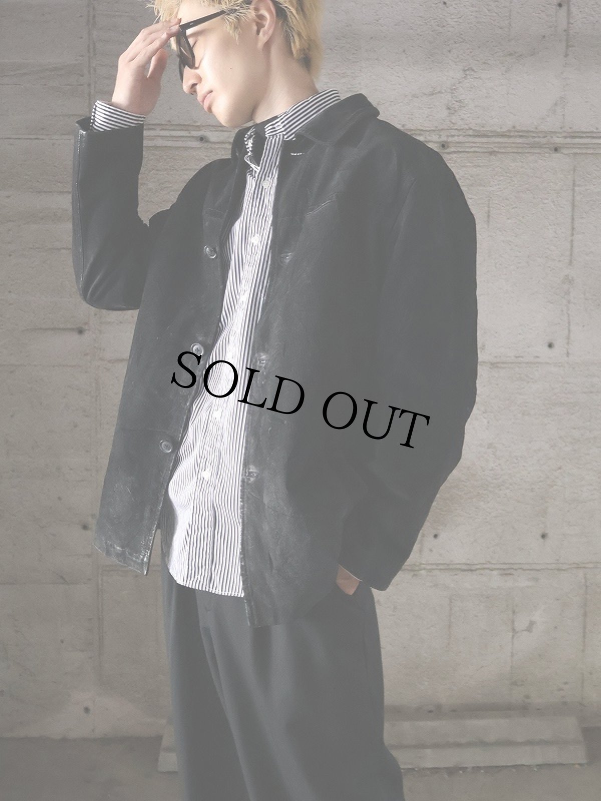 画像1: 90's Terry Lewis ストライプ柄 スエードレザージャケット BLACK L (1)