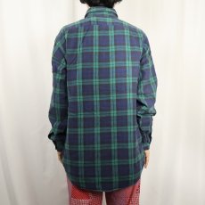画像3: 80〜90's L.L.Bean USA製 ブラックウォッチチェック柄 ライトネルシャツ L (3)