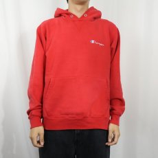 画像2: 90's Champion 青刺繍タグ後期 USA製 ロゴ刺繍 前V スウェットフーディ L (2)