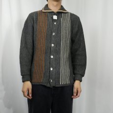 画像2: 60's〜 Puritan ストライプ柄 ウールニットカーディガン SIZE40 (2)