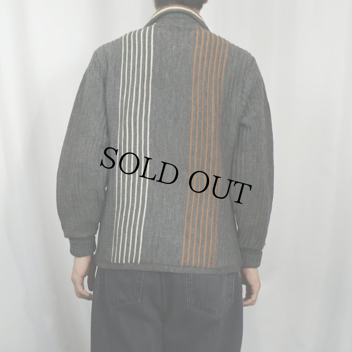 画像3: 60's〜 Puritan ストライプ柄 ウールニットカーディガン SIZE40 (3)