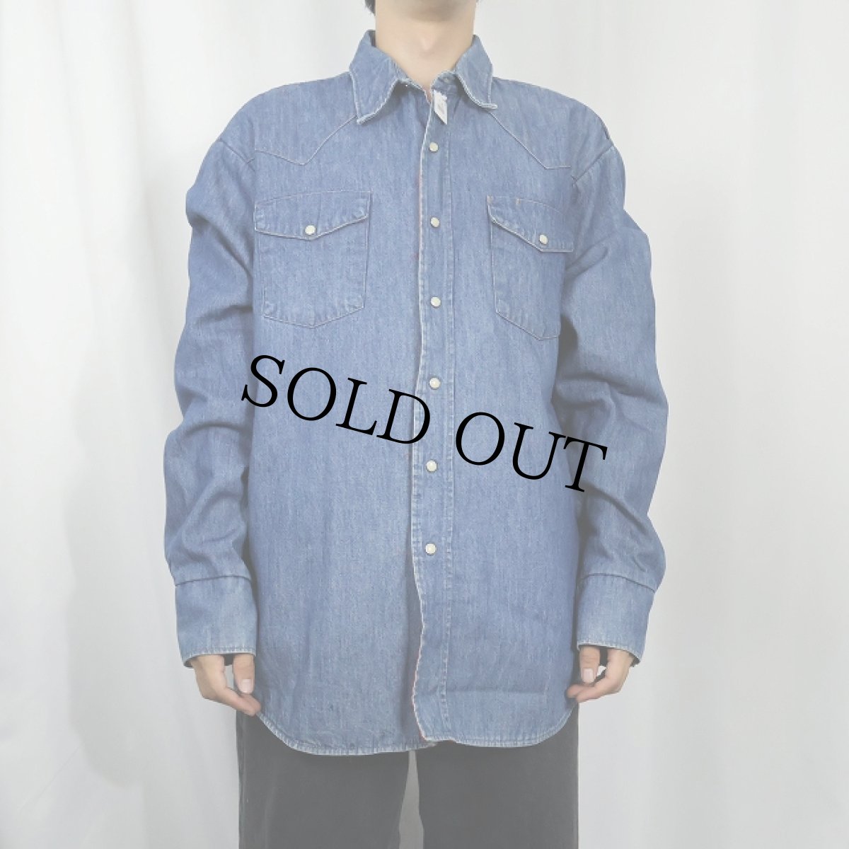 画像2: 80's BIGMAC USA製 キルティングライナー ウエスタンデニムシャツ L (2)