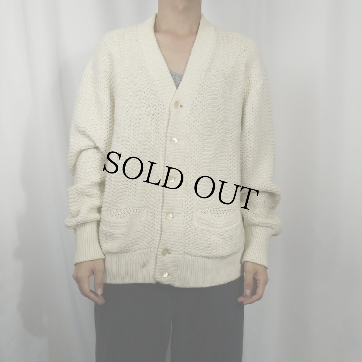 画像2: 60's Orlon by CAMPUS USA製 アクリルニットカーディガン M (2)