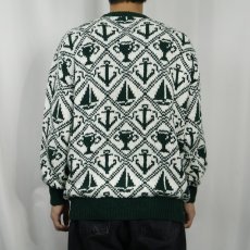 画像3: 90's LANDS'END USA製 総柄 コットンニットセーター M (3)