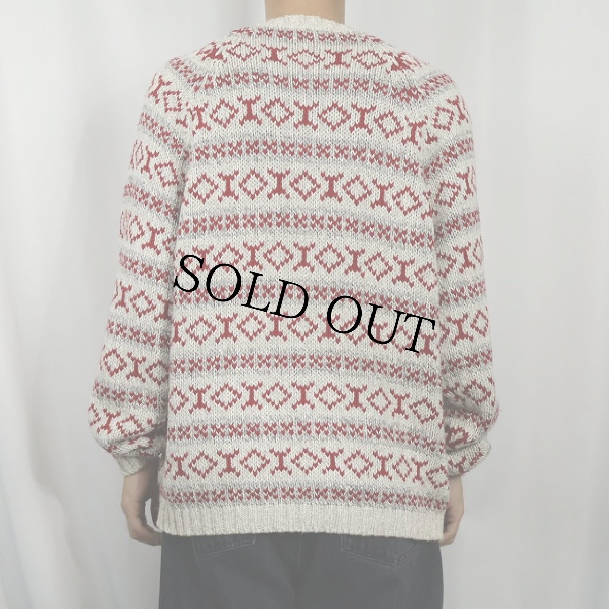 画像3: 90's J.CREW ノルディック柄 コットンニットセーター L (3)