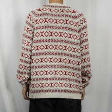 画像3: 90's J.CREW ノルディック柄 コットンニットセーター L (3)