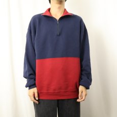 画像2: 90's RUSSELL ATHLETIC USA製 ハーフジップ 2トーンスウェット XL (2)