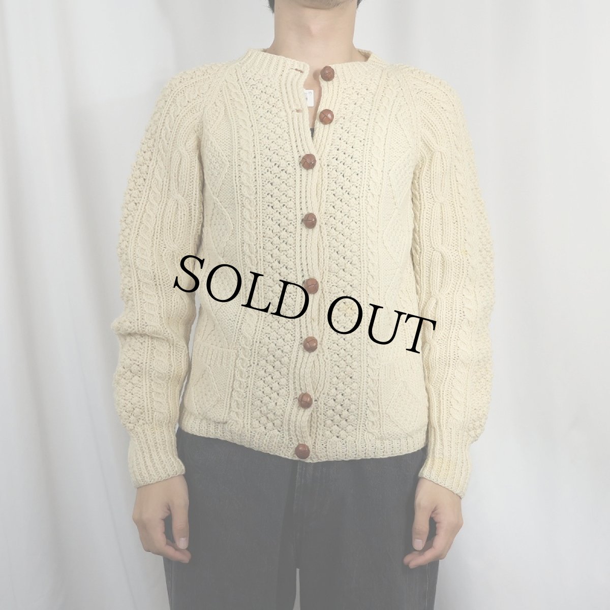 画像2: 60's〜 United knitwear Co. アランニットカーディガン  (2)