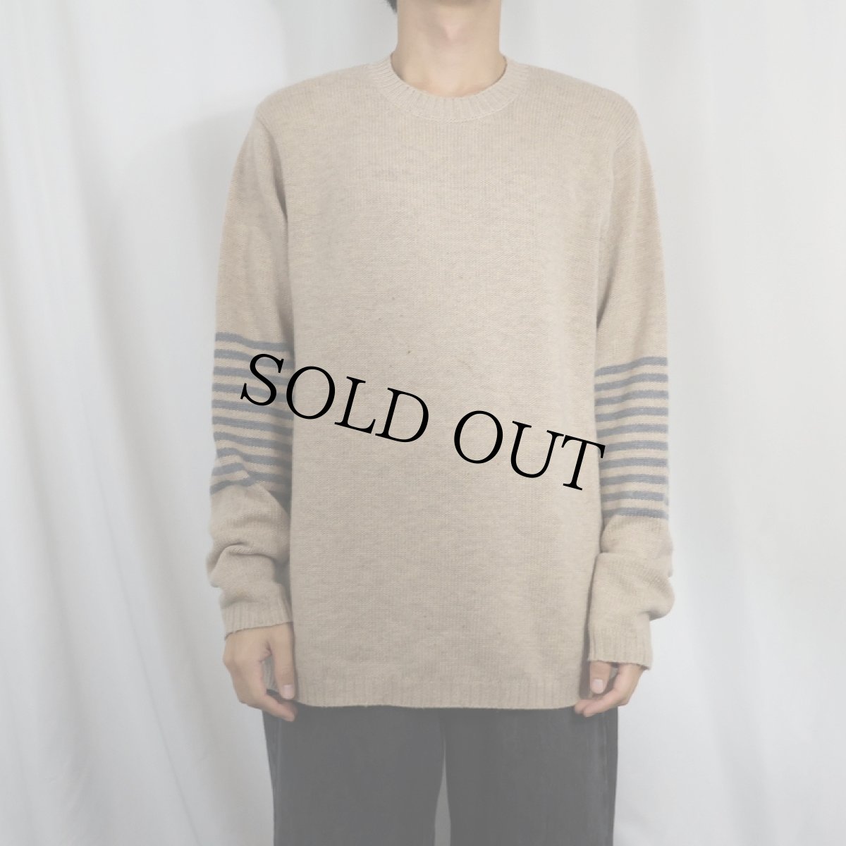 画像2: 2014AW Patagonia ボーダーデザイン ウール×ナイロンニットセーター M (2)