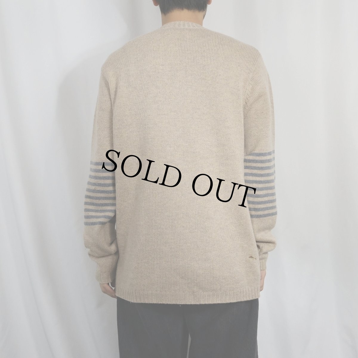 画像3: 2014AW Patagonia ボーダーデザイン ウール×ナイロンニットセーター M (3)