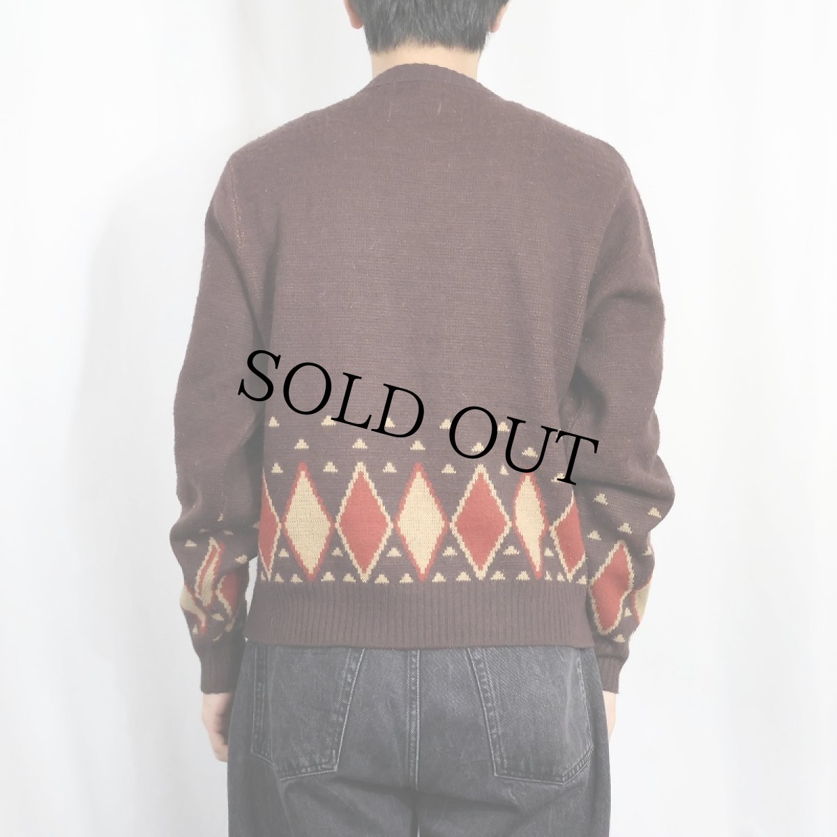 画像4: 60〜70's Orlon by CAMPUS USA製 トナカイ柄 ジャガードアクリルニットセーター XL (4)