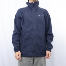 画像2: 2000's berghaus ロゴ刺繍 フリースジャケット NAVY S (2)