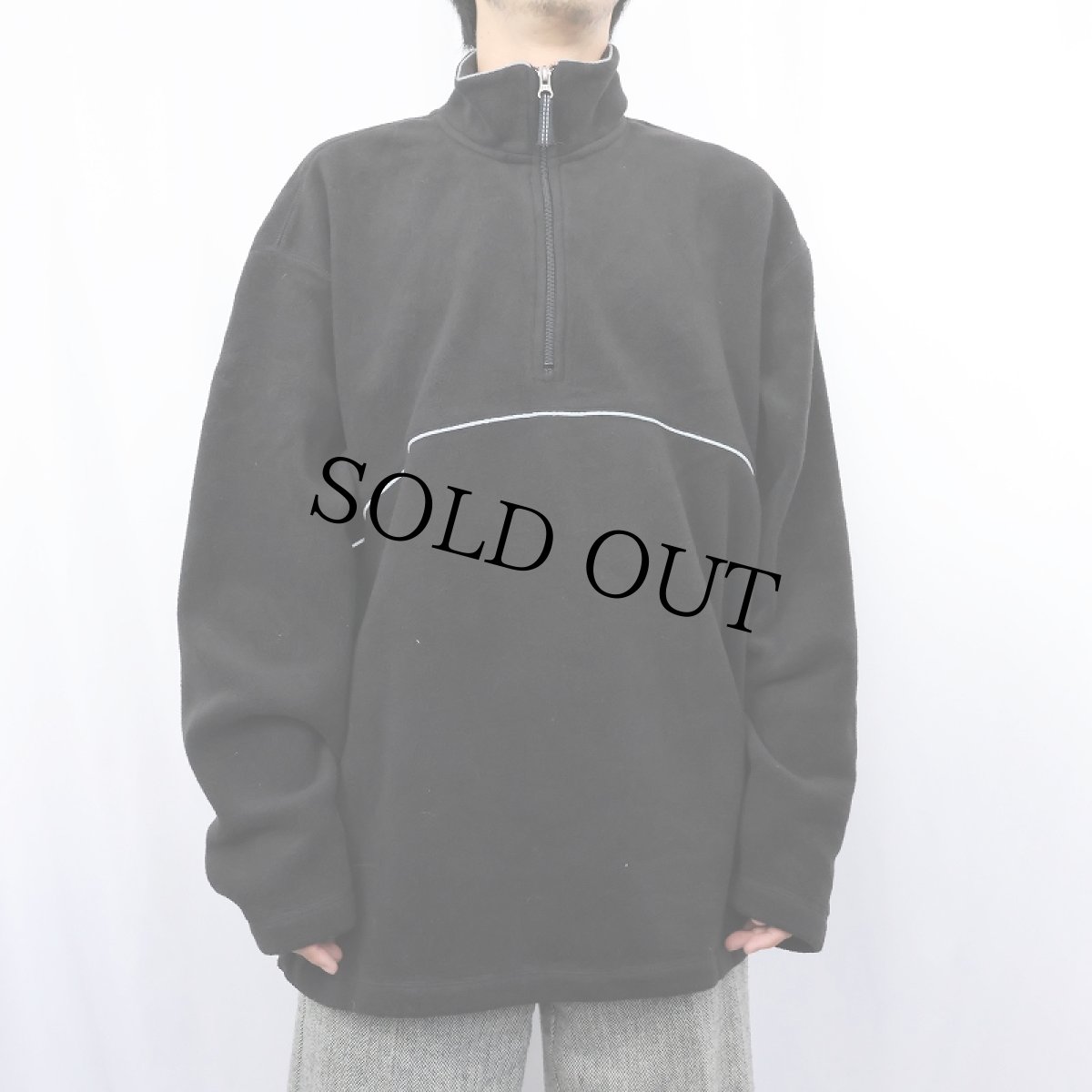 画像2: GAP "GAP ATHLETIC" リフレクターデザイン ハーフジップ フリースプルオーバージャケット BLACK XL (2)