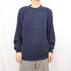 画像2: 90's CURRIER COVE USA製 柄編み コットンニットセーター M (2)