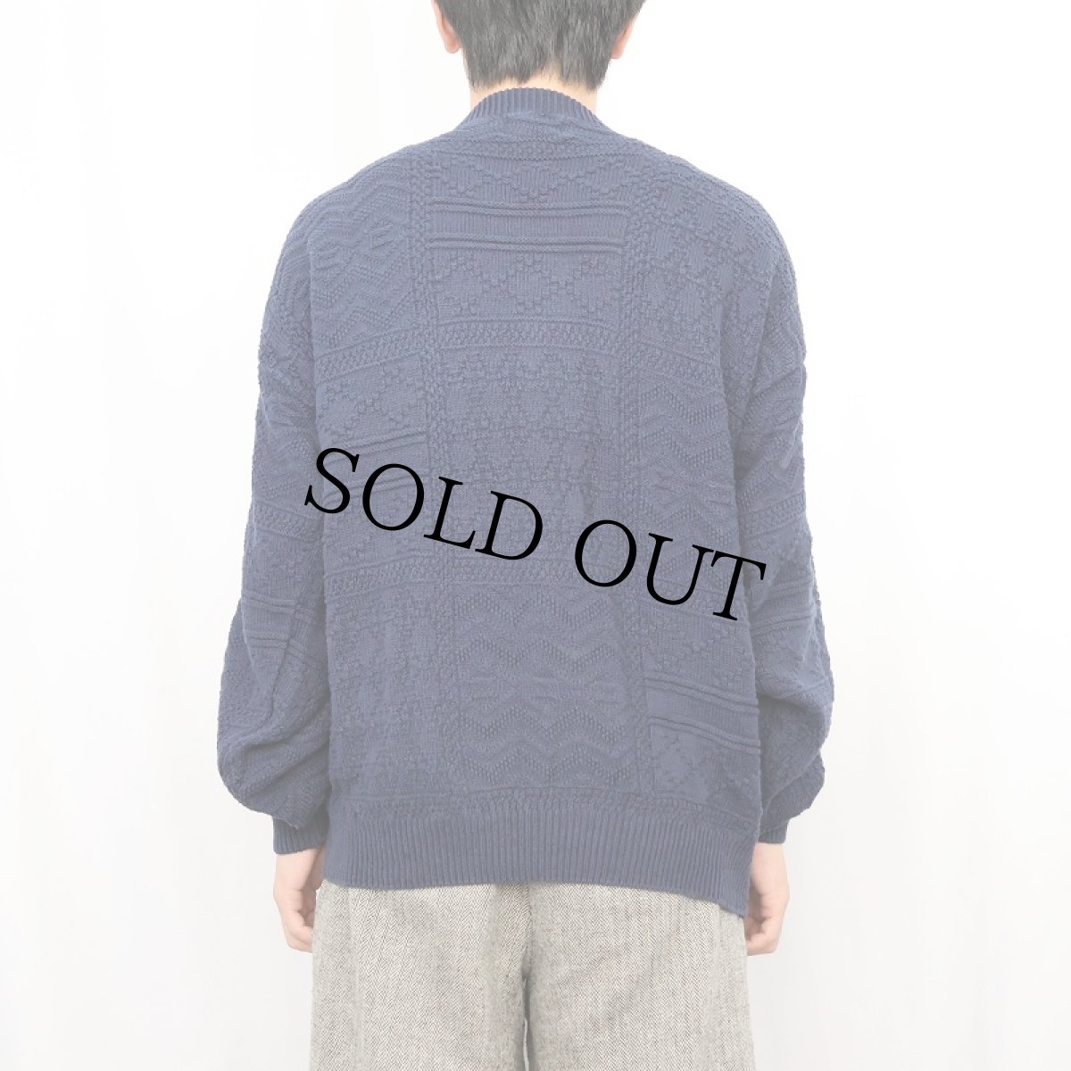 画像3: 90's CURRIER COVE USA製 柄編み コットンニットセーター M (3)