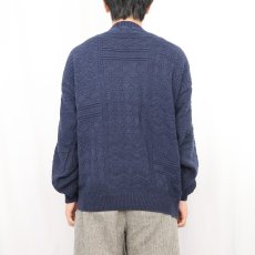 画像3: 90's CURRIER COVE USA製 柄編み コットンニットセーター M (3)