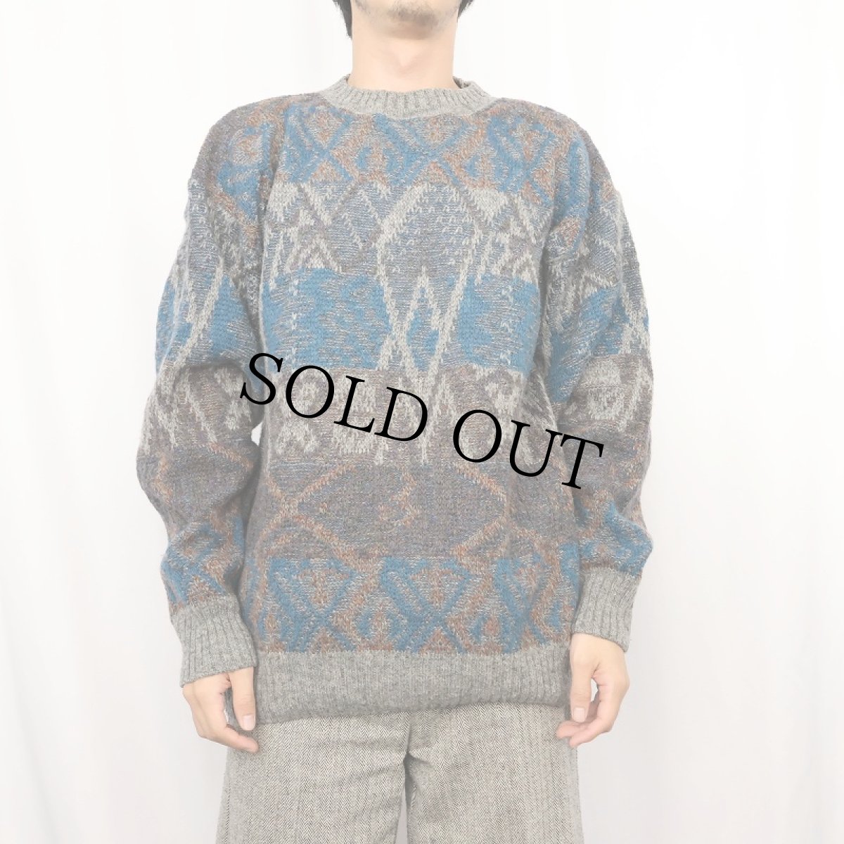 画像2: 80's PENDLETON USA製 柄編み ウールニットセーター L (2)