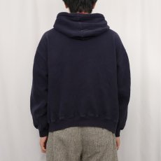 画像3: 90's ORVIS ハーフジップ スウェットフーディー NAVY L (3)