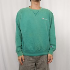 画像2: 80〜90's Champion 青刺繍タグ中期 USA製 ロゴ刺繍 前Vスウェット XL (2)