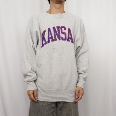 画像2: 90's Champion REVERSE WEAVE USA製 "KANSAS" プリントスウェット XL (2)