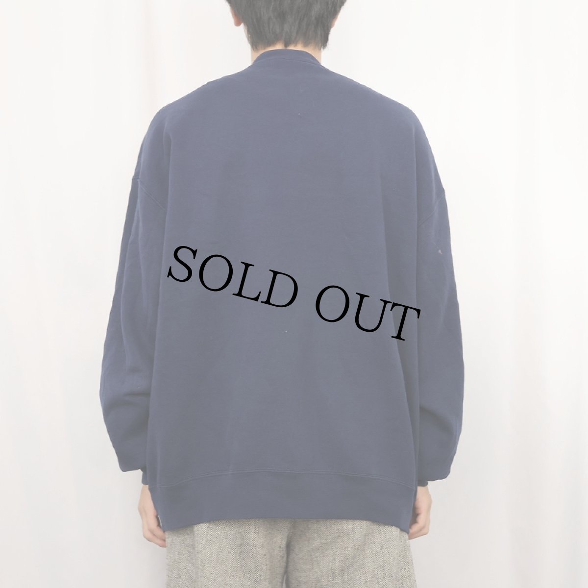 画像3: 90's RUSSELL ATHLETIC USA製 "MICHIGAN" 前V プリントスウェット NAVY XL (3)