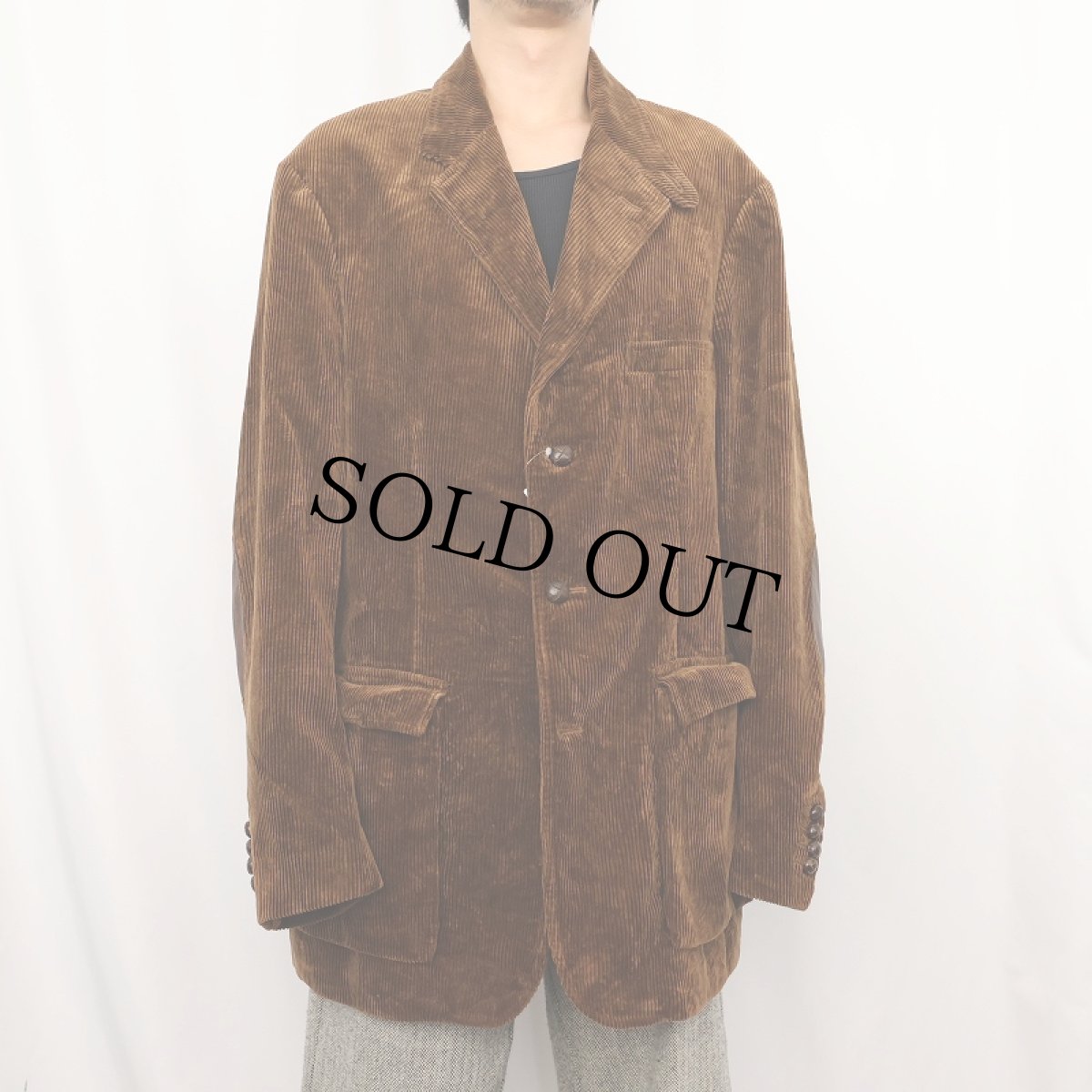 画像2: POLO Ralph Lauren エルボーパッチ付き 太畝コーデュロイ テーラードジャケット XL (2)