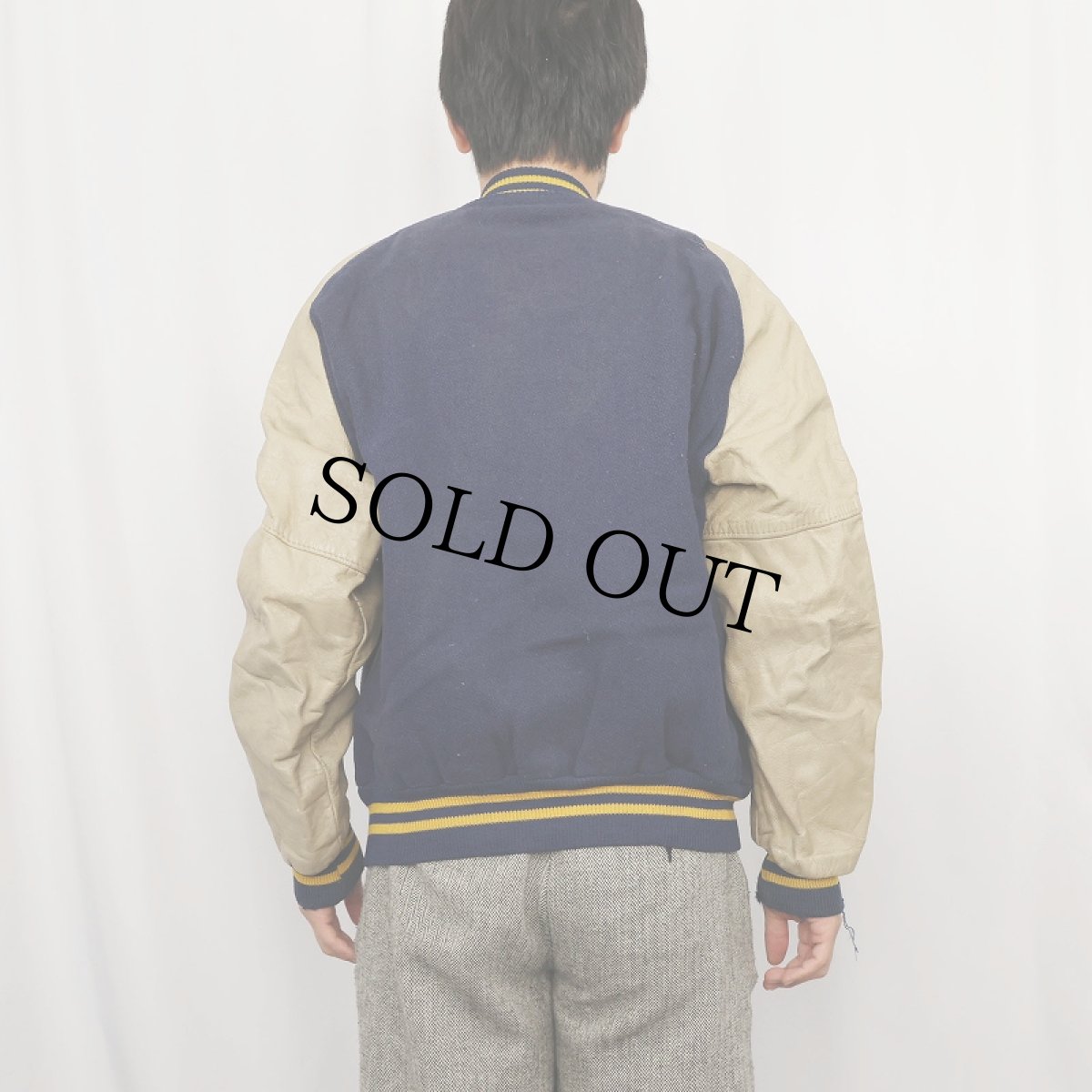 画像3: 70〜80's パッチ付き ウール×レザー スタジャン (3)