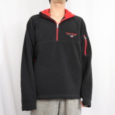 画像3: 90's POLO Ralph Lauren ロゴ刺繍 ハーフジップ フリースジャケット BLACK M (3)