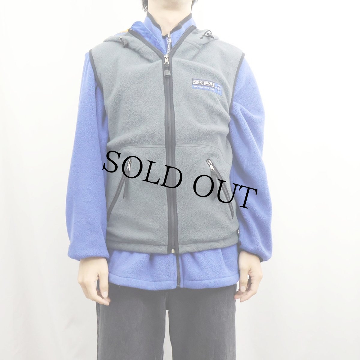 画像3: 90's POLO SPORT Ralph Lauren USA製 "RL-67 MARINE SYSTEM" フーデッド フリースジップベスト M (3)