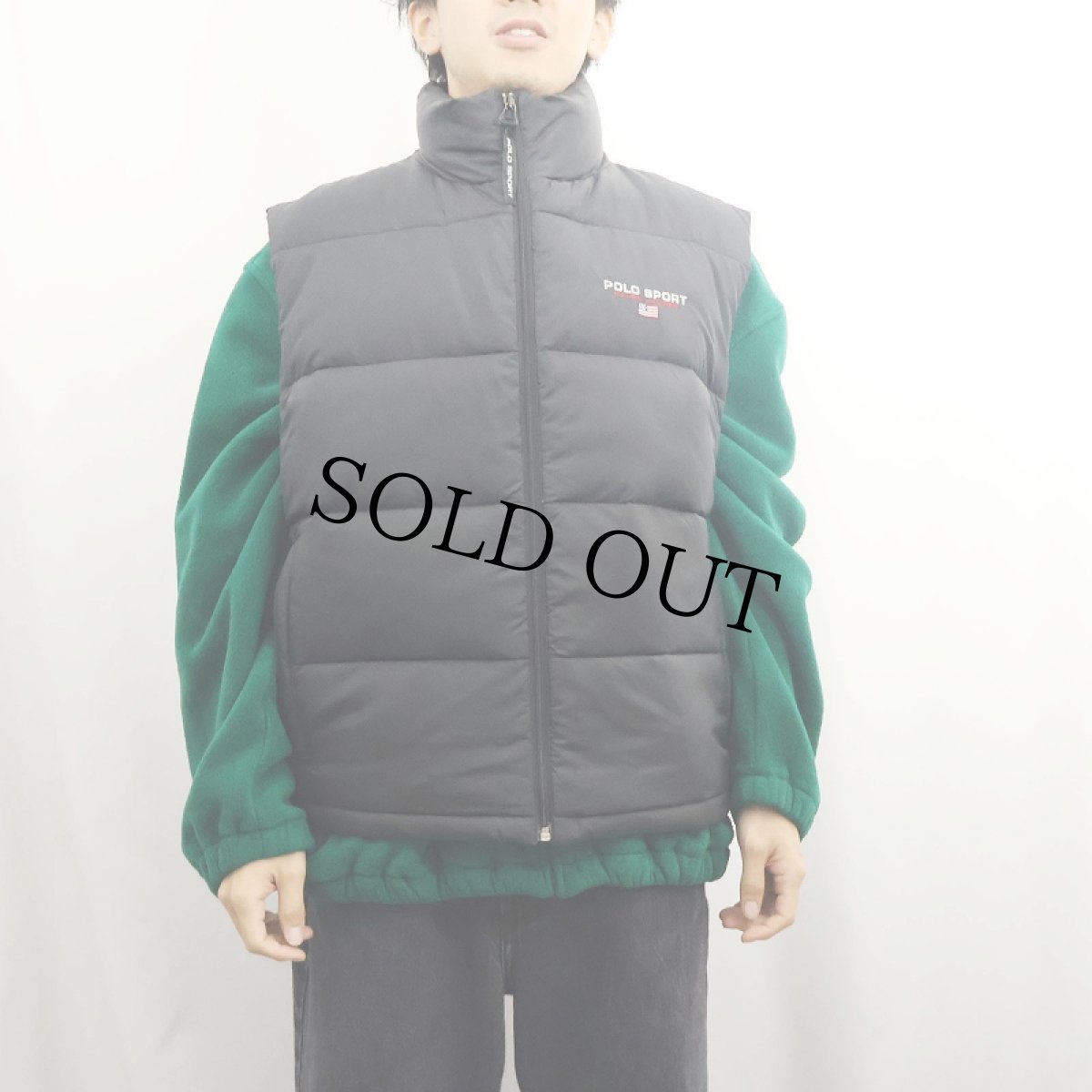 画像3: 90's POLO SPORT Ralph Lauren ロゴ刺繍 ダウンベスト BLACK L (3)