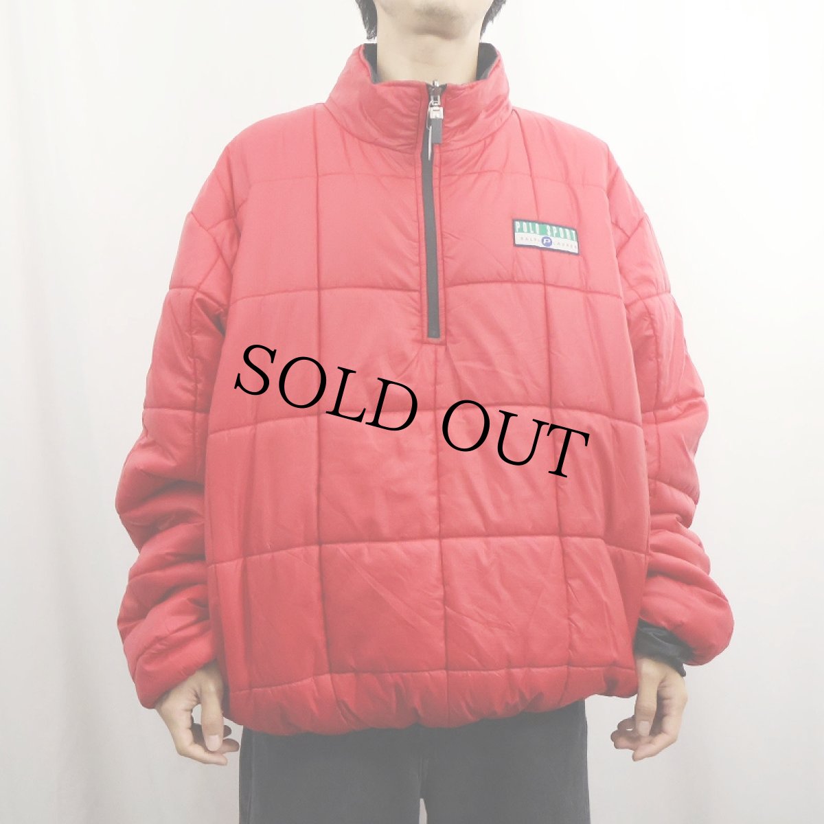 画像5: 90's POLO SPORT Ralph Lauren ロゴパッチ付き 中綿入り リバーシブルプルオーバージャケット RED×BLACK  XXL (5)