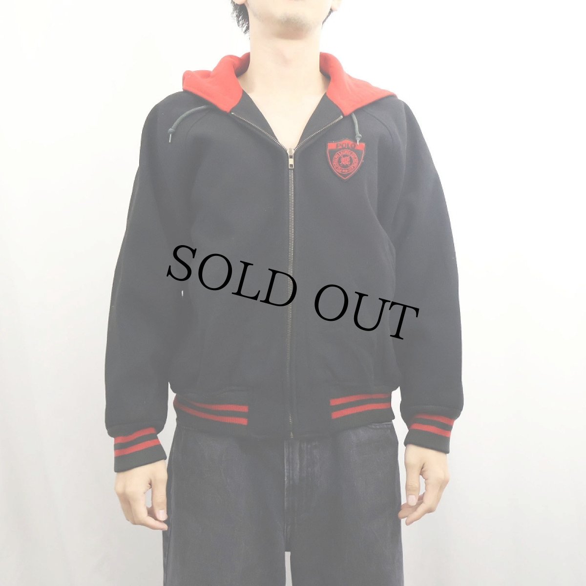 画像3: POLO Ralph Lauren エンブレムパッチ付き ラビットフード メルトンウールジャケット BLACK S (3)