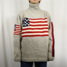 画像2: IMBACOCHA ECUADOR製  星条旗柄 ハイネックウールニットセーター (2)