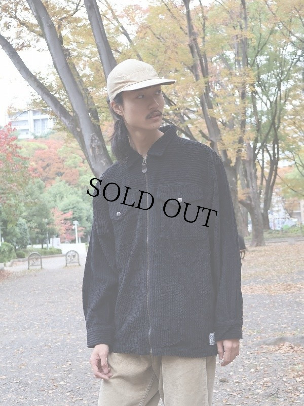 画像1: 80〜90's Ocean Pacific 太畝コーデュロイ ジップシャツジャケット BLACK M (1)