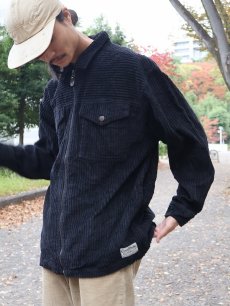 画像3: 80〜90's Ocean Pacific 太畝コーデュロイ ジップシャツジャケット BLACK M (3)
