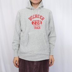 画像2: 70's Champion 青単色タグ REVERSE WEAVE USA製 "BUCHSER 228 TRACK" プリントスウェットフーディー M (2)